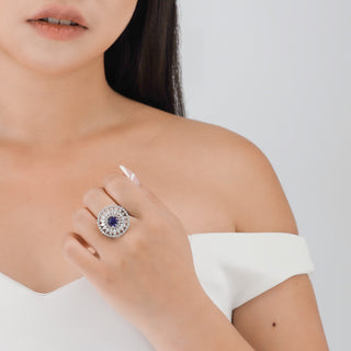 Gemma Ring, White Gold & Sapphire, Diamonds