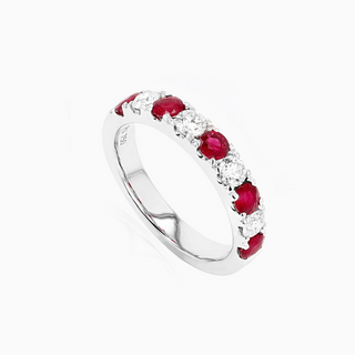 Gemma Ela Ring, White Gold and Rubies, Diamonds