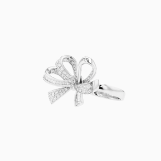 Seamless Small Ribbon Ring, White Gold and Diamonds