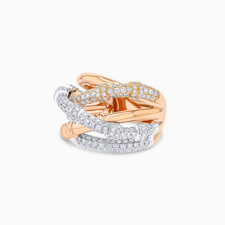 Seamless Bamboo Ring, 2-Tone Gold and Diamonds