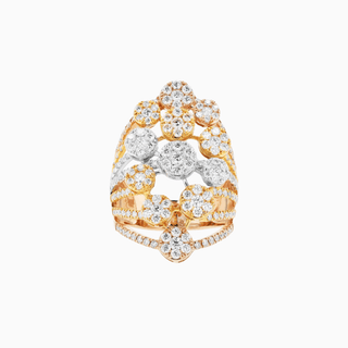 Cosmic Bubbles Ring, Tri-Color Gold and Diamonds