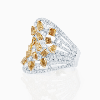 Starlight Cluster Ring, White, Yellow Gold and Diamonds